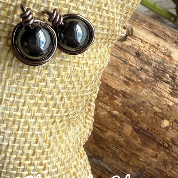 Hematite and Bronze Earrings - Picture 1 of 1